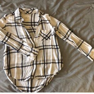 White & black Boyfriend Fit flannel
